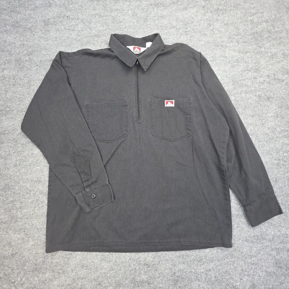 Vintage Ben Davis Shirt Men XL Black Half Zip Long Sleeve Grunge Made USA
